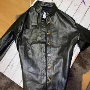 Nasty Gal leather shirt jacket